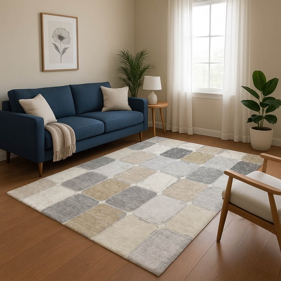 Addison Rugs Mayfield Premium Machine Washable Transitional Geometric Beige Rectangle Rug, 2'6" x 3'10"