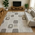 thumbnail image 1 of Addison Rugs Mayfield Premium Machine Washable Transitional Geometric Beige Rectangle Rug, 3' X 5' Machine Washable Transitional Geometric Beige Oversized Sherpa Throw Blanket, 1 of 7