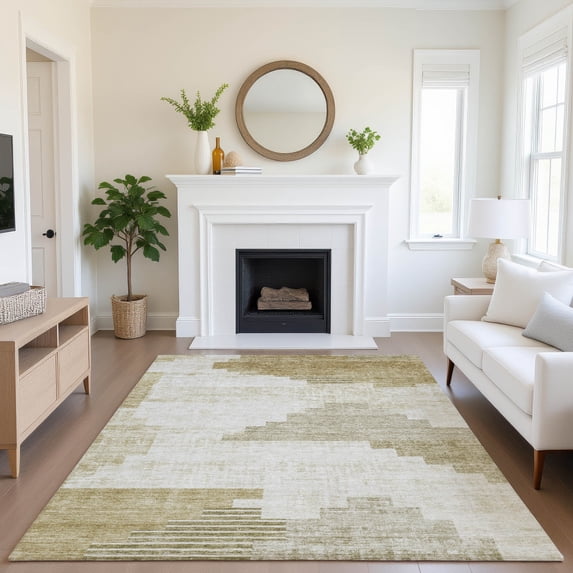 Addison Rugs Mayfield Premium Machine Washable Transitional Geometric Beige Rectangle Rug, 5' x 7'6"
