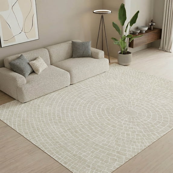 Addison Rugs Mayfield Premium Machine Washable Transitional Geometric Beige Rectangle Rug, 9' x 12'