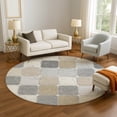thumbnail image 1 of Addison Rugs Mayfield Premium Machine Washable Transitional Geometric Beige Round Rug, 8' x 8', 1 of 6