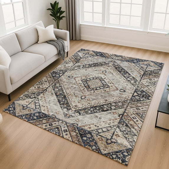 Addison Rugs Mayfield Premium Machine Washable Transitional Geometric Black Rectangle Rug, 10' x 14'