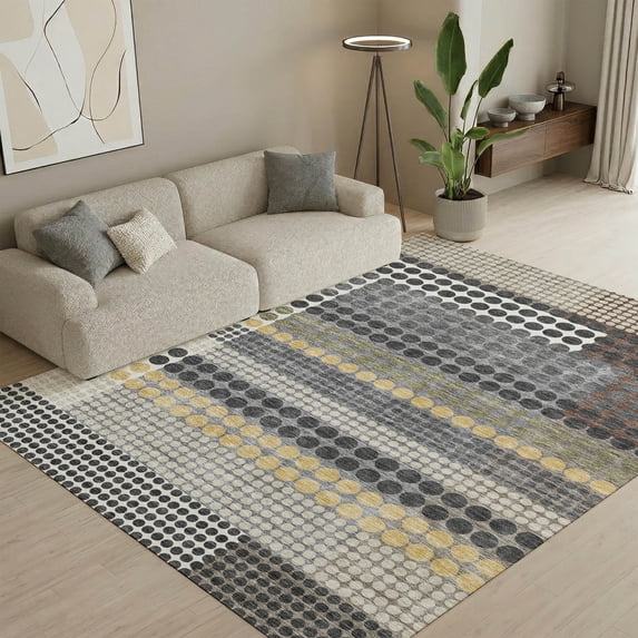Addison Rugs Mayfield Premium Machine Washable Transitional Geometric Black Rectangle Rug, 9' x 12'
