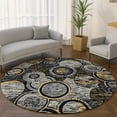 thumbnail image 1 of Addison Rugs Mayfield Premium Machine Washable Transitional Geometric Black Round Rug, 8' x 8', 1 of 6