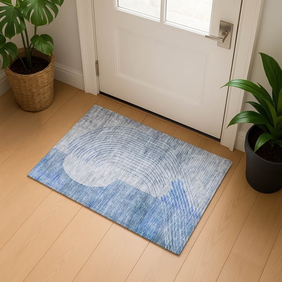 Addison Rugs Mayfield Premium Machine Washable Transitional Geometric Blue Rectangle Rug, 1'8" x 2'6"