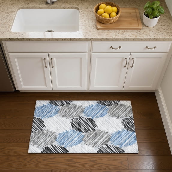 Addison Rugs Mayfield Premium Machine Washable Transitional Geometric Blue Rectangle Rug, 1'8" x 2'6"