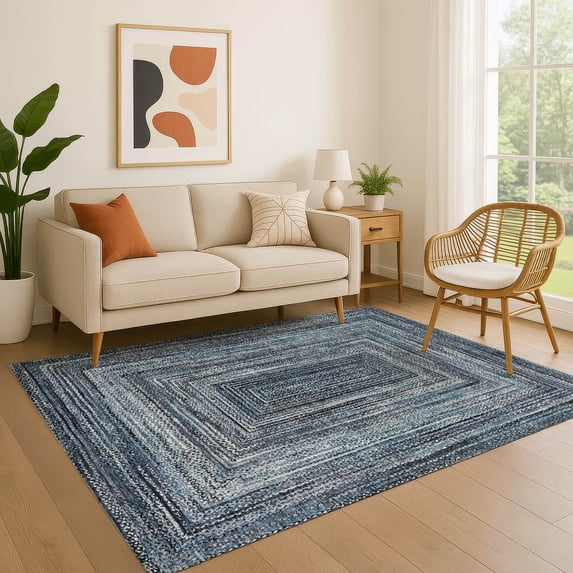 Addison Rugs Mayfield Premium Machine Washable Transitional Geometric Blue Rectangle Rug, 2'6" x 3'10"