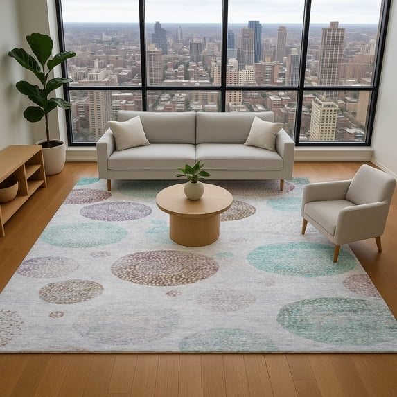 Addison Rugs Mayfield Premium Machine Washable Transitional Geometric Blue Rectangle Rug, 2'6" x 3'10"