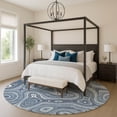 thumbnail image 1 of Addison Rugs Mayfield Premium Machine Washable Transitional Geometric Blue Round Rug, 8' X 8' Machine Washable Transitional Geometric Blue Oversized Sherpa Throw Blanket, 1 of 6