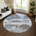 thumbnail image 1 of Addison Rugs Mayfield Premium Machine Washable Transitional Geometric Blue Round Rug, 8' x 8', 1 of 6