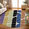 thumbnail image 1 of Addison Rugs Mayfield Premium Machine Washable Transitional Geometric Blue Round Rug, 8' x 8', 1 of 5