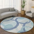 thumbnail image 1 of Addison Rugs Mayfield Premium Machine Washable Transitional Geometric Blue Round Rug, 8' x 8', 1 of 6