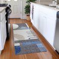 thumbnail image 1 of Addison Rugs Mayfield Premium Machine Washable Transitional Geometric Blue Runner Rug, 2'3" X 7'6" Machine Washable Transitional Geometric Blue Oversized Sherpa Throw Blanket, 1 of 6