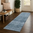 thumbnail image 1 of Addison Rugs Mayfield Premium Machine Washable Transitional Geometric Blue Runner Rug, 2'3" X 7'6" Machine Washable Transitional Geometric Blue Oversized Sherpa Throw Blanket, 1 of 6