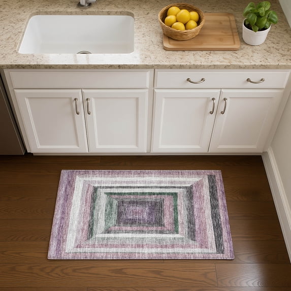 Addison Rugs Mayfield Premium Machine Washable Transitional Geometric Blush Rectangle Rug, 1'8" x 2'6"