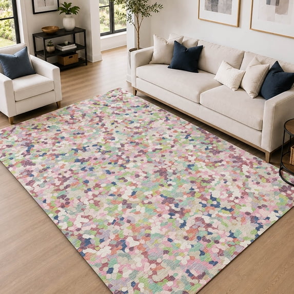 Addison Rugs Mayfield Premium Machine Washable Transitional Geometric Blush Rectangle Rug, 10' x 14'