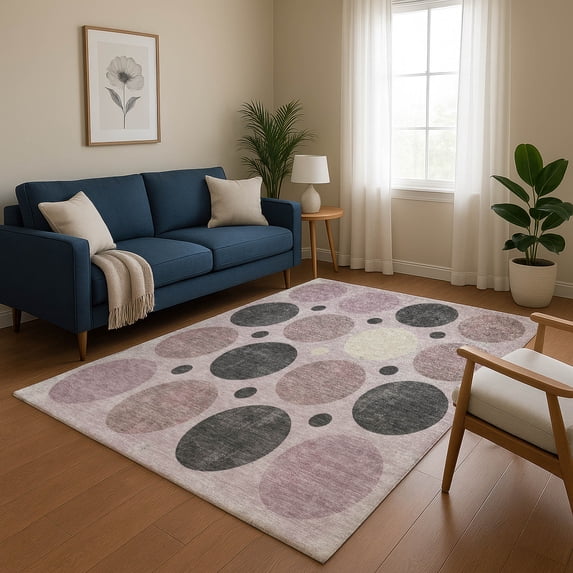 Addison Rugs Mayfield Premium Machine Washable Transitional Geometric Blush Rectangle Rug, 5' x 7'6"
