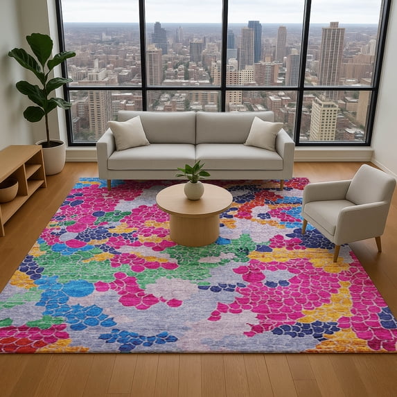 Addison Rugs Mayfield Premium Machine Washable Transitional Geometric Blush Rectangle Rug, 5' x 7'6"