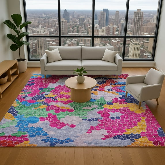 Addison Rugs Mayfield Premium Machine Washable Transitional Geometric Blush Rectangle Rug, 9' x 12'