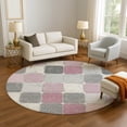 thumbnail image 1 of Addison Rugs Mayfield Premium Machine Washable Transitional Geometric Blush Round Rug, 8' x 8', 1 of 6