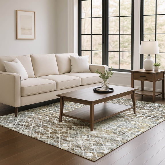 Addison Rugs Mayfield Premium Machine Washable Transitional Geometric Brown Rectangle Rug, 3' X 5' Machine Washable Transitional Geometric Brown Oversized Sherpa Throw Blanket