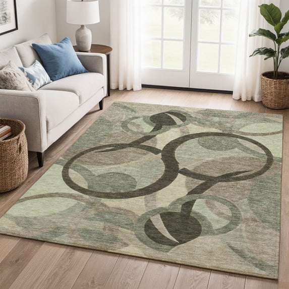 Addison Rugs Mayfield Premium Machine Washable Transitional Geometric Brown Rectangle Rug, 5' x 7'6"
