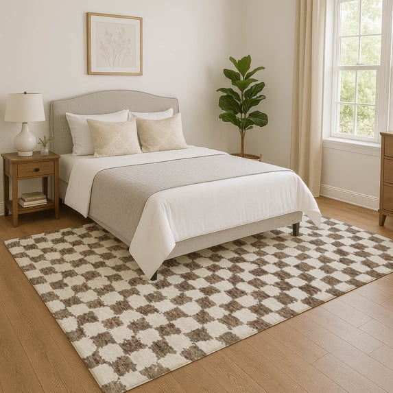 Addison Rugs Mayfield Premium Machine Washable Transitional Geometric Brown Rectangle Rug, 5' x 7'6"