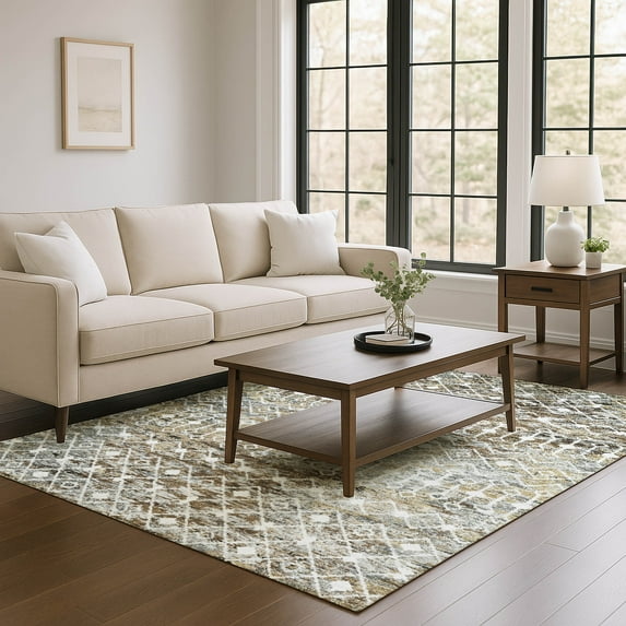 Addison Rugs Mayfield Premium Machine Washable Transitional Geometric Brown Rectangle Rug, 8' X 10' Machine Washable Transitional Geometric Brown Oversized Sherpa Throw Blanket