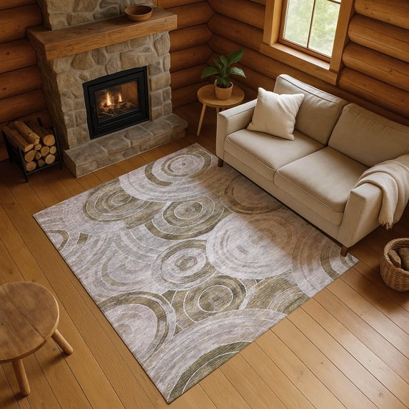 Addison Rugs Mayfield Premium Machine Washable Transitional Geometric Brown Rectangle Rug, 8' x 10'
