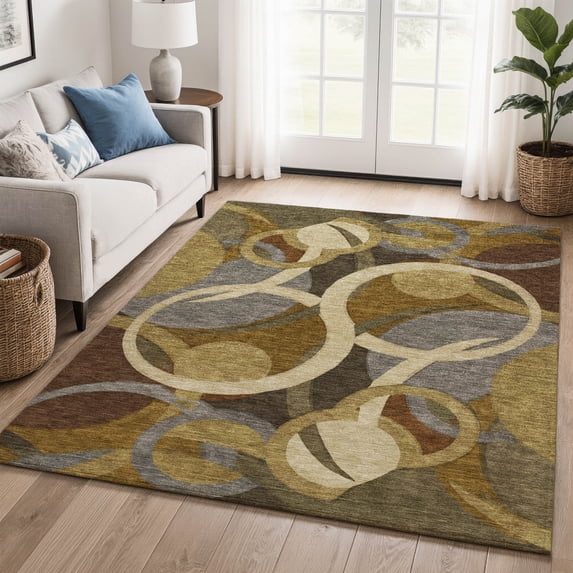Addison Rugs Mayfield Premium Machine Washable Transitional Geometric Brown Rectangle Rug, 8' x 10'