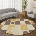 thumbnail image 1 of Addison Rugs Mayfield Premium Machine Washable Transitional Geometric Brown Round Rug, 8' x 8', 1 of 6