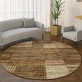 thumbnail image 1 of Addison Rugs Mayfield Premium Machine Washable Transitional Geometric Brown Round Rug, 8' x 8', 1 of 6
