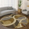 thumbnail image 1 of Addison Rugs Mayfield Premium Machine Washable Transitional Geometric Brown Round Rug, 8' x 8', 1 of 6