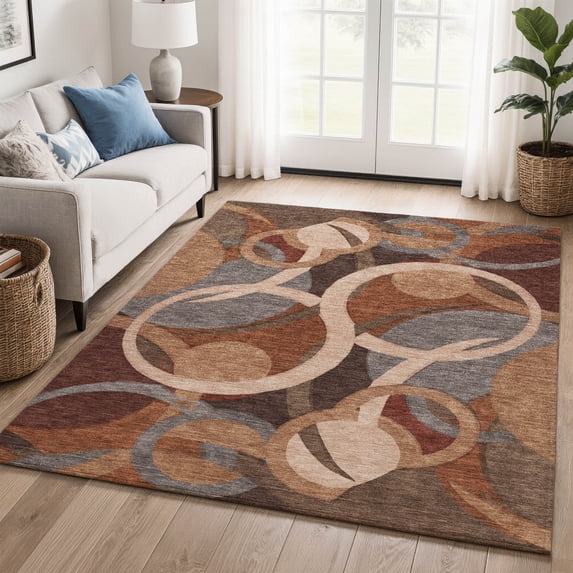Addison Rugs Mayfield Premium Machine Washable Transitional Geometric Burgundy Rectangle Rug, 10' x 14'