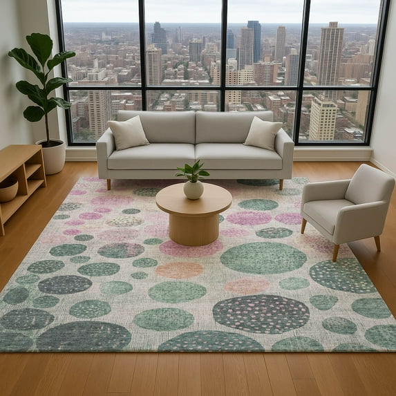 Addison Rugs Mayfield Premium Machine Washable Transitional Geometric Cactus Rectangle Rug, 3' x 5'