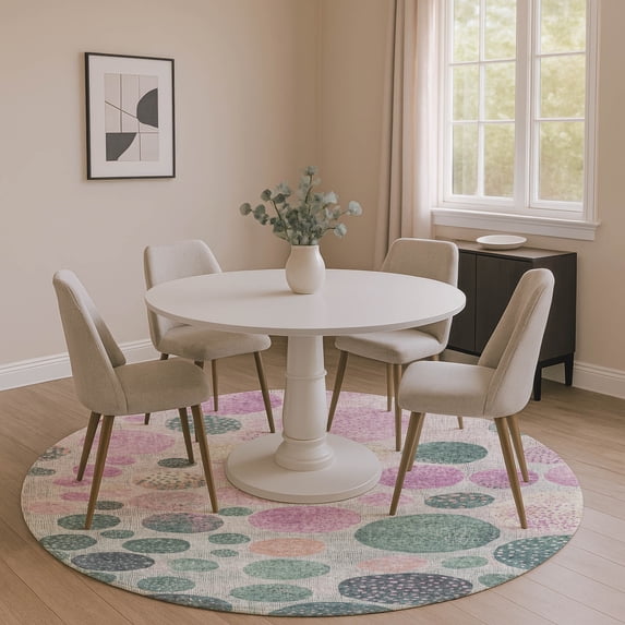 Addison Rugs Mayfield Premium Machine Washable Transitional Geometric Cactus Round Rug, 8' x 8'