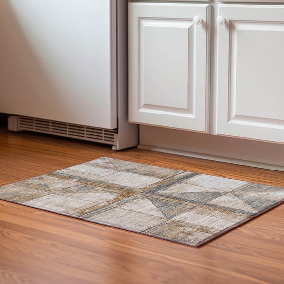 Addison Rugs Mayfield Premium Machine Washable Transitional Geometric Copper Rectangle Rug, 1'8" x 2'6"