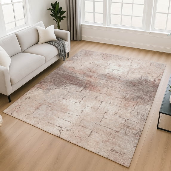 Addison Rugs Mayfield Premium Machine Washable Transitional Geometric Coral Rectangle Rug, 8' x 10'