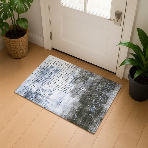 Addison Rugs Mayfield Premium Machine Washable Transitional Geometric Denim Rectangle Rug, 1'8" x 2'6"