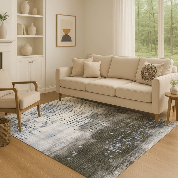 Addison Rugs Mayfield Premium Machine Washable Transitional Geometric Denim Rectangle Rug, 2'6" x 3'10"