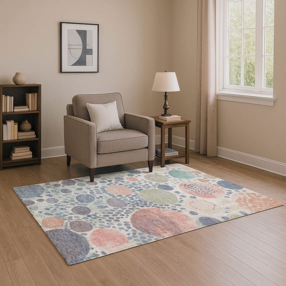 Addison Rugs Mayfield Premium Machine Washable Transitional Geometric Denim Rectangle Rug, 9' x 12'