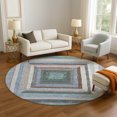 thumbnail image 1 of Addison Rugs Mayfield Premium Machine Washable Transitional Geometric Denim Round Rug, 8' x 8', 1 of 6