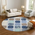 thumbnail image 1 of Addison Rugs Mayfield Premium Machine Washable Transitional Geometric Denim Round Rug, 8' x 8', 1 of 6