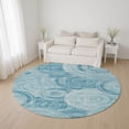 thumbnail image 1 of Addison Rugs Mayfield Premium Machine Washable Transitional Geometric Denim Round Rug, 8' x 8', 1 of 6
