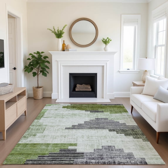 Addison Rugs Mayfield Premium Machine Washable Transitional Geometric Fern Rectangle Rug, 3' x 5'