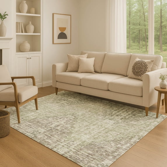 Addison Rugs Mayfield Premium Machine Washable Transitional Geometric Fern Rectangle Rug, 5' x 7'6"
