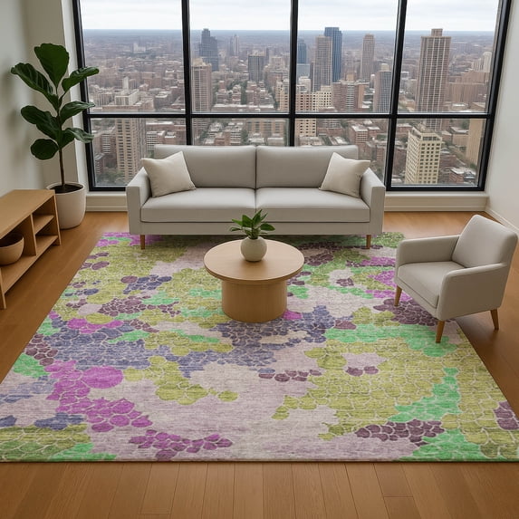 Addison Rugs Mayfield Premium Machine Washable Transitional Geometric Fern Rectangle Rug, 5' x 7'6"