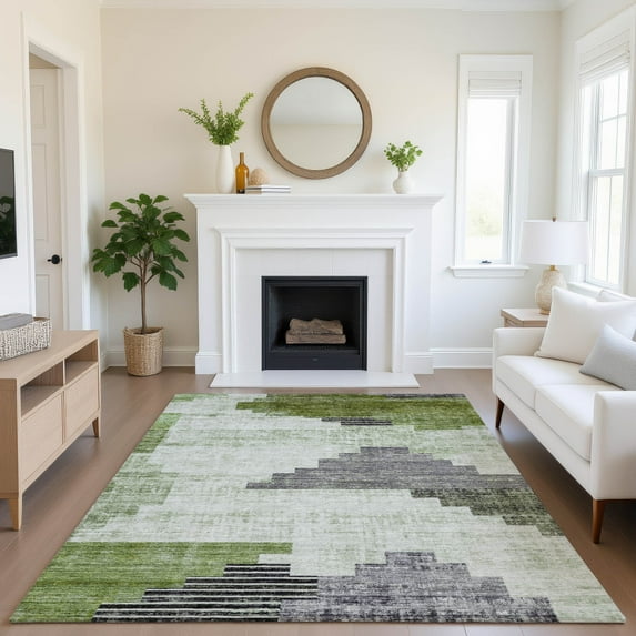 Addison Rugs Mayfield Premium Machine Washable Transitional Geometric Fern Rectangle Rug, 9' x 12'