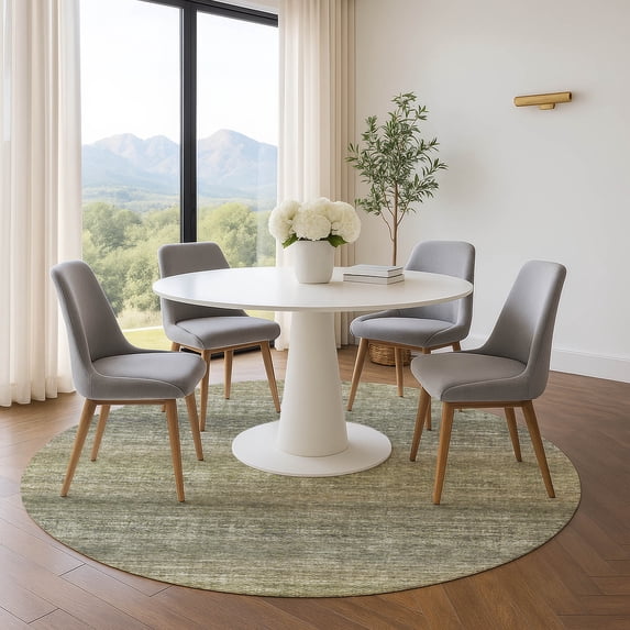 Addison Rugs Mayfield Premium Machine Washable Transitional Geometric Fern Round Rug, 8' x 8'