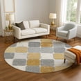 thumbnail image 1 of Addison Rugs Mayfield Premium Machine Washable Transitional Geometric Gold Round Rug, 8' x 8', 1 of 6